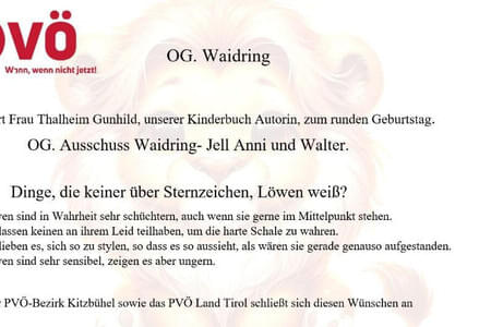 Thalheim Gunhild OG. Waidring gratuliert.