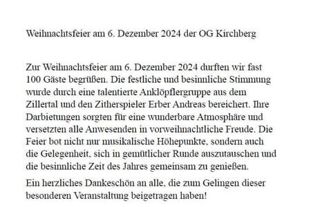 Weihnachtsfeier OG. Kirchberg 06.12.2024